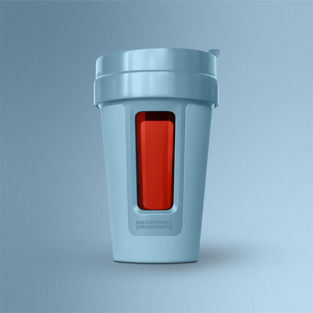 Industrial Drinkware Blue Pint Glass Water Bottle Design by Ryan Savage