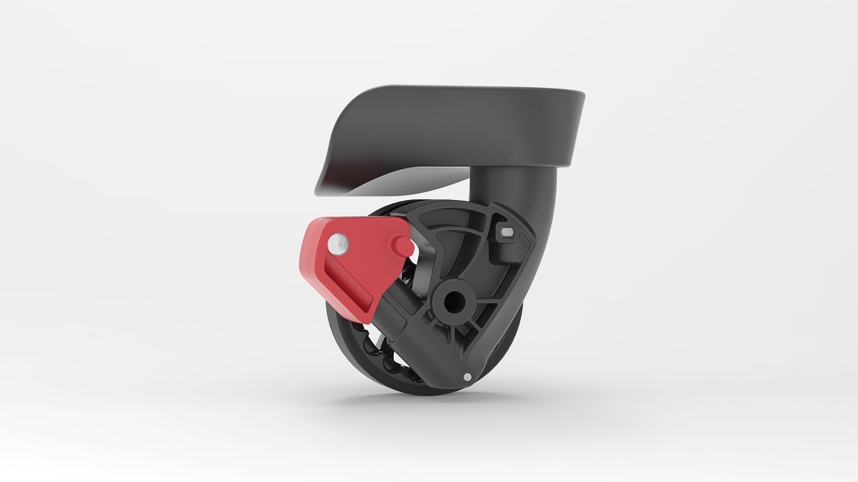 Luggage locking wheel 3d design and rendering by Ryan Savage for Ricardo Beverly Hills