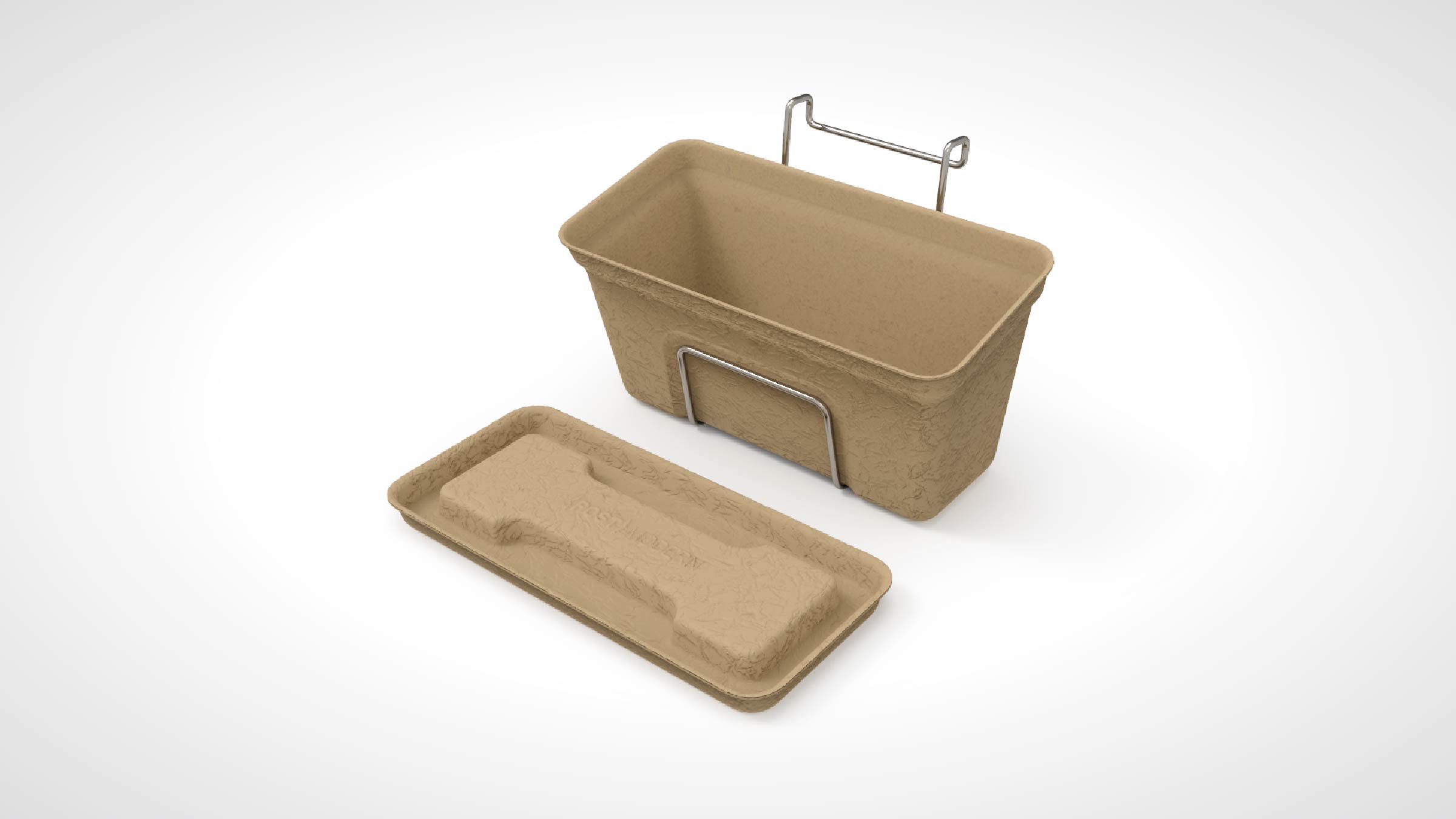 {Post}MODERN kitchen compost system made from molded pulp 3d design and rendering